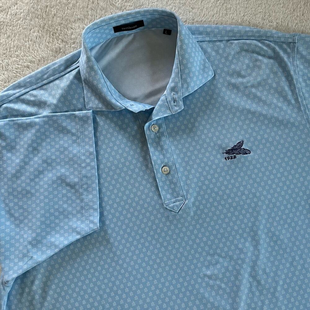 Turtleson Chickasaw Country Club Memphis TN Baby Blue Golf Polo Shirt Mens L